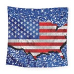 Usa-map-and-flag-on-cement-wall-texture-background-design-1591646654pet Square Tapestry (Large)