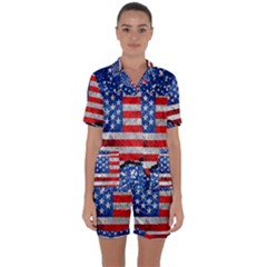 Satin Short Sleeve Pajamas Set 
