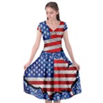 Usa-map-and-flag-on-cement-wall-texture-background-design-1591646654pet Cap Sleeve Wrap Front Dress