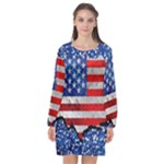 Usa-map-and-flag-on-cement-wall-texture-background-design-1591646654pet Long Sleeve Chiffon Shift Dress 