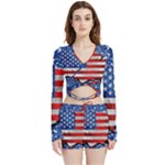 Usa-map-and-flag-on-cement-wall-texture-background-design-1591646654pet Velvet Wrap Crop Top and Shorts Set