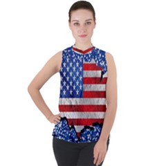 Mock Neck Chiffon Sleeveless Top 
