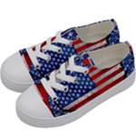 Usa-map-and-flag-on-cement-wall-texture-background-design-1591646654pet Kids  Low Top Canvas Sneakers