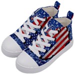 Usa-map-and-flag-on-cement-wall-texture-background-design-1591646654pet Kids  Mid-Top Canvas Sneakers