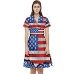 Usa-map-and-flag-on-cement-wall-texture-background-design-1591646654pet Short Sleeve Waist Detail Dress