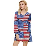 Usa-map-and-flag-on-cement-wall-texture-background-design-1591646654pet Tiered Long Sleeve Mini Dress