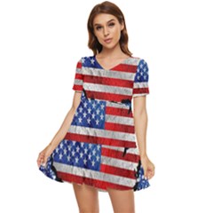 Tiered Short Sleeve Babydoll Dress 
