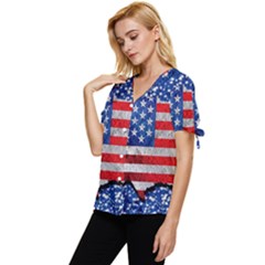 Bow Sleeve Button Up Top 
