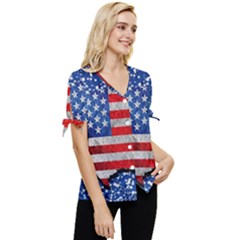 Bow Sleeve Button Up Top 