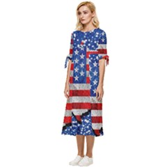 Bow Sleeve Chiffon Midi Dress 