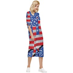 Bow Sleeve Chiffon Midi Dress 