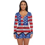 Usa-map-and-flag-on-cement-wall-texture-background-design-1591646654pet Long Sleeve Boyleg Swimsuit