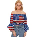 Usa-map-and-flag-on-cement-wall-texture-background-design-1591646654pet Off Shoulder Flutter Bell Sleeve Top