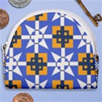 Shapes on a blue background                                                           Horseshoe Style Canvas Pouch