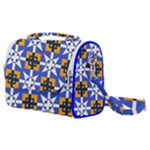 Shapes on a blue background                                                        Satchel Shoulder Bag
