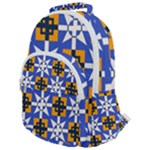 Shapes on a blue background                                                        Rounded Multi Pocket Backpack