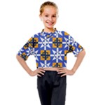 Shapes on a blue background                                                         Kids Mock Neck Tee