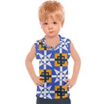 Shapes on a blue background                                                         Kids  Mesh Tank Top