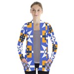 Shapes on a blue background                                                          Women s Open Front Pockets Cardigan