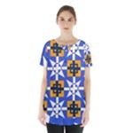 Shapes on a blue background                                                               Skirt Hem Sports Top