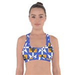 Shapes on a blue background                                                                Cross Back Sports Bra