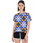 Shapes on a blue background                                                          Open Back Sport Tee