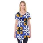 Shapes on a blue background                                                           Short Sleeve Tunic