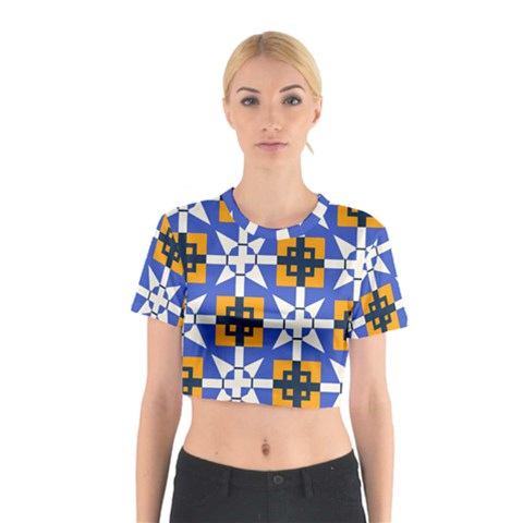 Shapes on a blue background                                                           Cotton Crop Top from ArtsNow.com