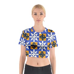 Shapes on a blue background                                                           Cotton Crop Top from ArtsNow.com