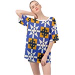 Shapes on a blue background                                                         Oversized Chiffon Top
