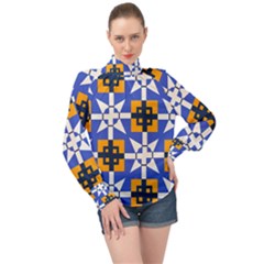 High Neck Long Sleeve Chiffon Top 