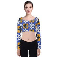 Velvet Long Sleeve Crop Top 