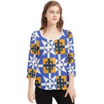 Shapes on a blue background                                                           Chiffon Quarter Sleeve Blouse