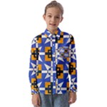 Shapes on a blue background                                                     Kids  Long Sleeve Shirt