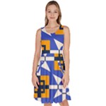Shapes on a blue background                                                              Knee Length Skater Dress With Pockets