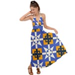 Shapes on a blue background                                                            Backless Maxi Beach Dress