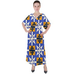 V-Neck Boho Style Maxi Dress 