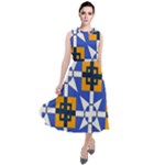 Shapes on a blue background                                                              Round Neck Boho Dress