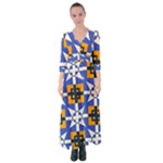 Shapes on a blue background                                                              Button Up Maxi Dress