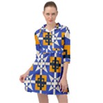 Shapes on a blue background                                                             Mini Skater Shirt Dress