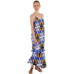 Shapes on a blue background                                                              Cami Maxi Ruffle Chiffon Dress