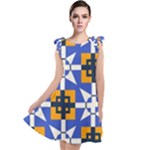 Shapes on a blue background                                                             Tie Up Tunic Dress