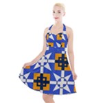 Shapes on a blue background                                                              Halter Party Swing Dress