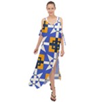 Shapes on a blue background                                                             Maxi Chiffon Cover Up Dress