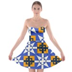 Shapes on a blue background                                                           Strapless Bra Top Dress