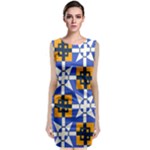 Shapes on a blue background                                                                Classic Sleeveless Midi Dress