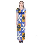 Shapes on a blue background                                                           Short Sleeve Maxi Dress