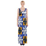 Shapes on a blue background                                                           Maxi Thigh Split Dress