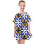 Shapes on a blue background                                                        Kids  One Piece Chiffon Dress