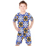 Shapes on a blue background                                                        Kids  Tee and Shorts Set